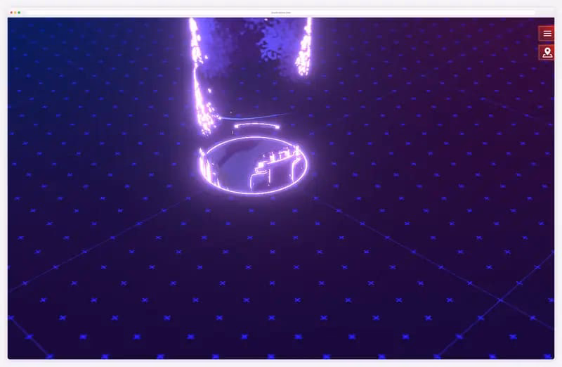 Bruno Simon website animation: 3D island with a toy truck and a Click to start prompt
