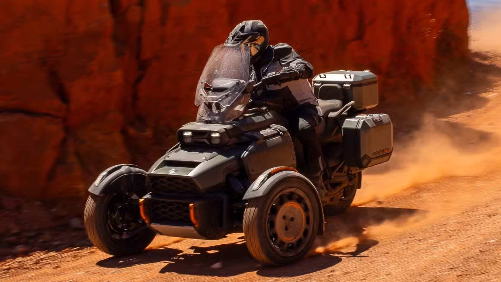 2026 Can-Am Canyon trike off-roading front third quarter view