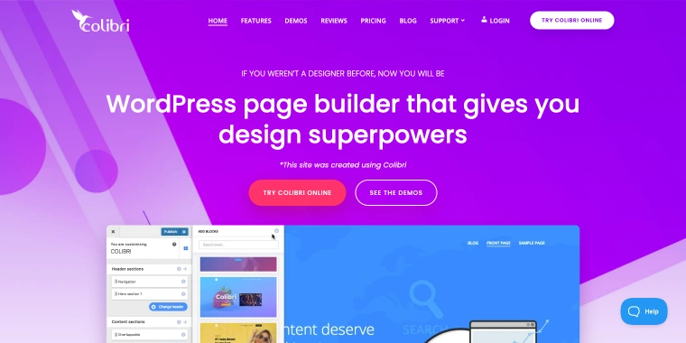Colibri Page Builder plugin homepage