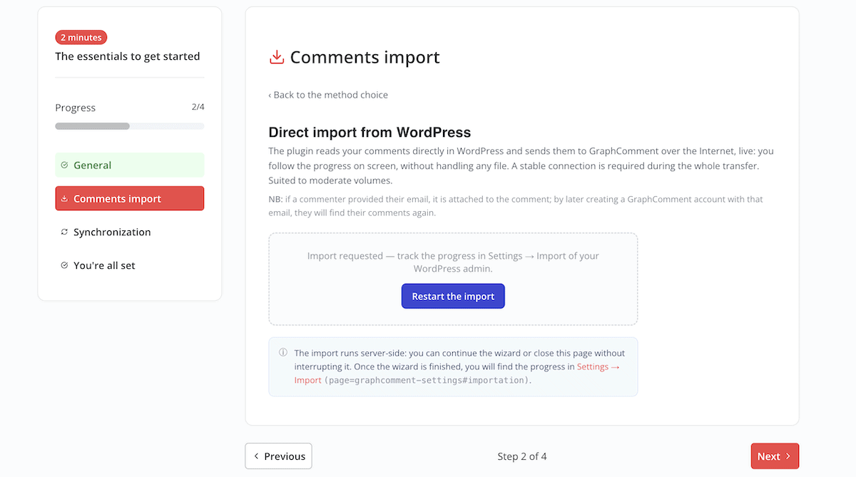 The comment importing dialog from GraphComment.