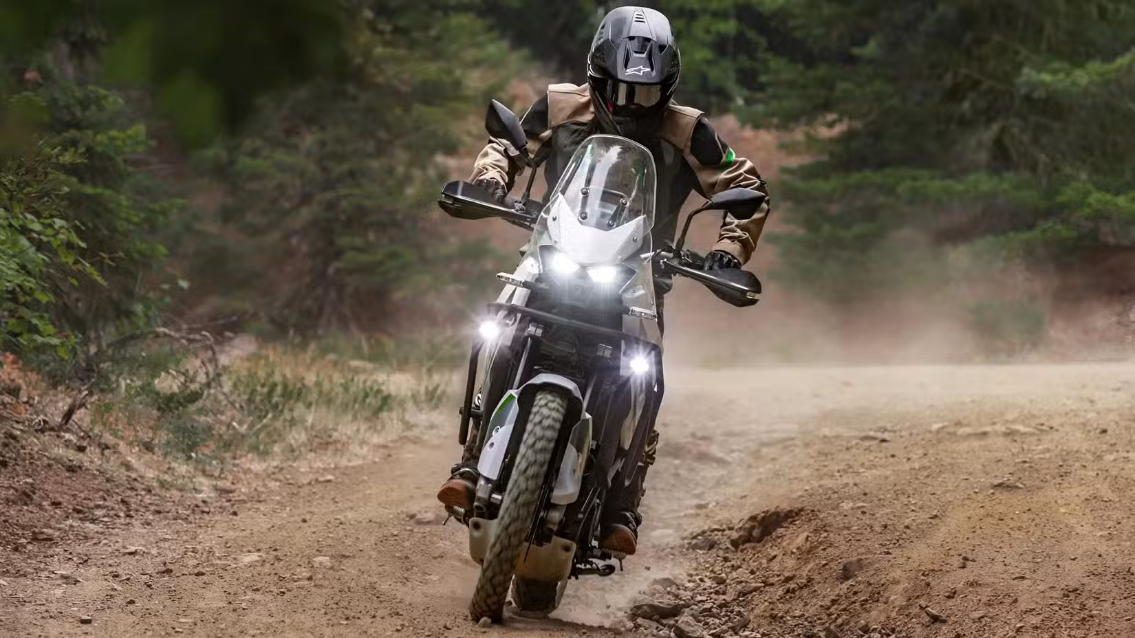 2026 Kawasaki KLE500 off-roading front fascia view