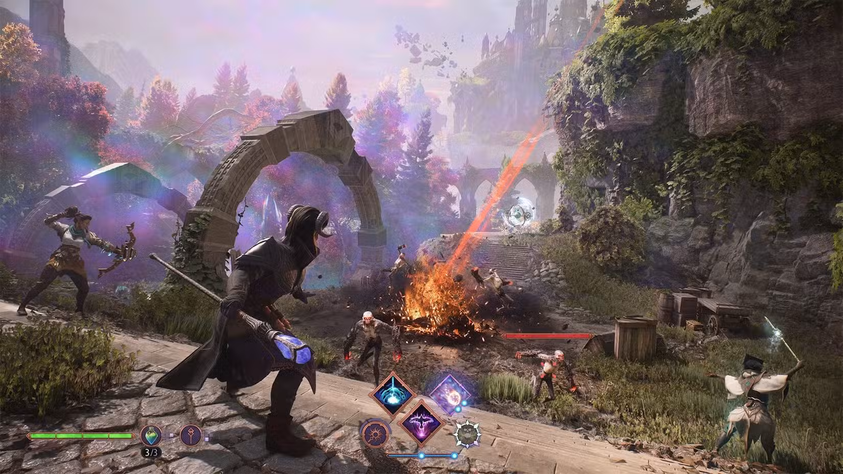 Dragon Age The Veilguard characters cast spells in combat
