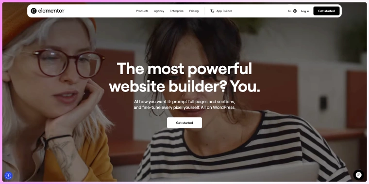 Elementor builder home page