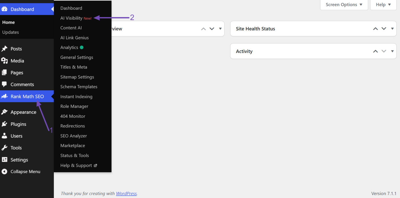 Navigate to AI Visibility