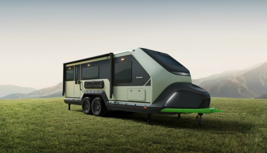 The Evotrex\-PG5, the first travel trailer in the world capable of generating its own power The Evotrex\-PG5, the first travel trailer in the world capable of generating its own power