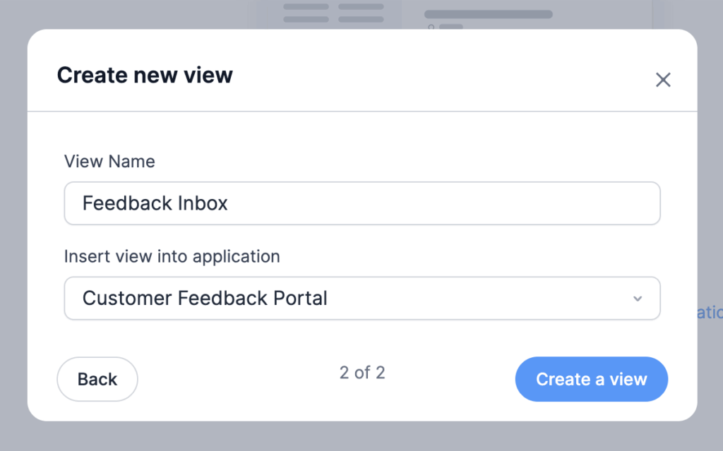 Create a new Feedback Inbox view and insert it into your Customer Feedback Portal Application