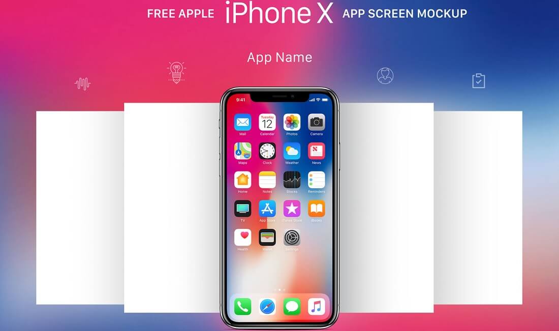 free apple iphone x app screen mockup psd