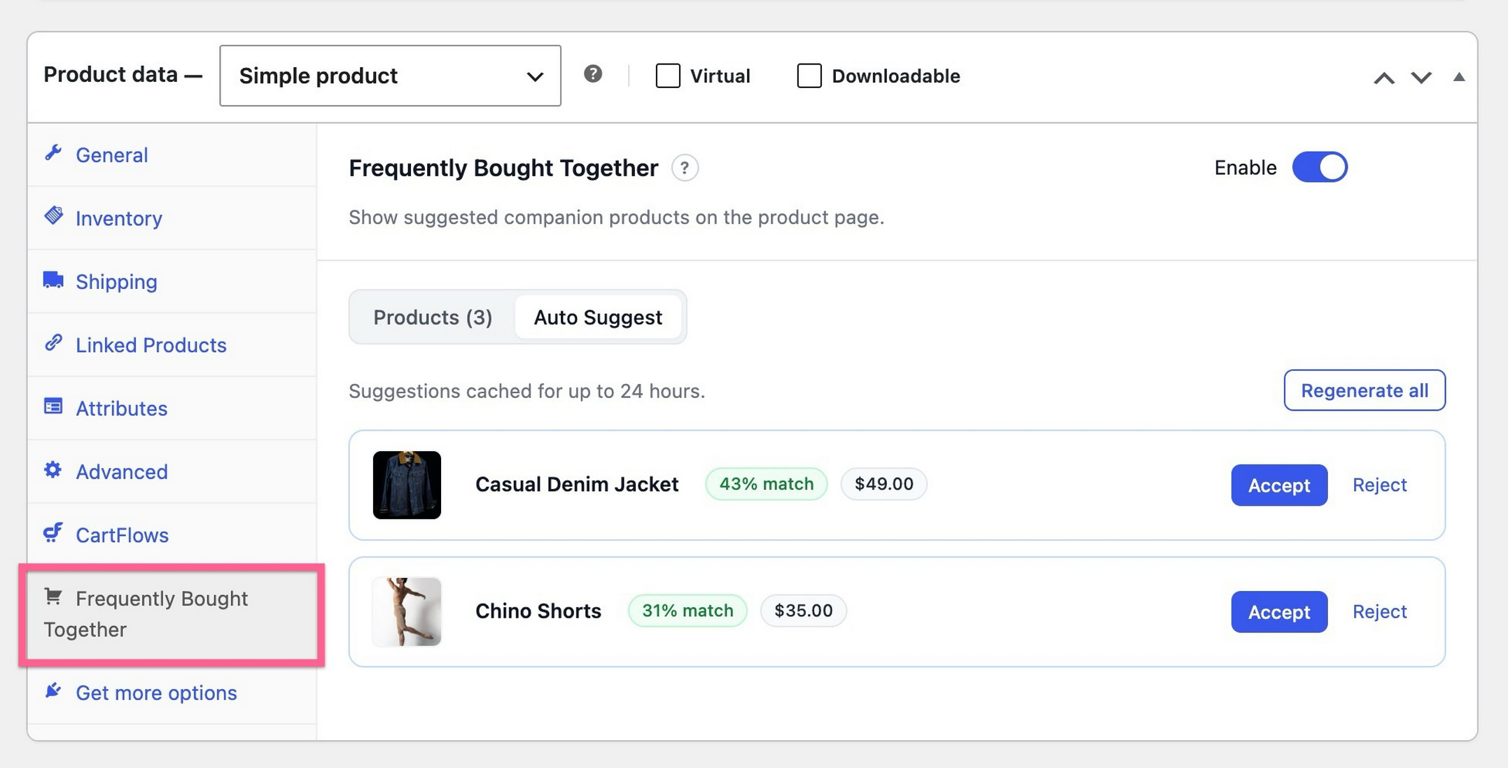 Frequently Bought Together tab in the WooCommerce product data box
