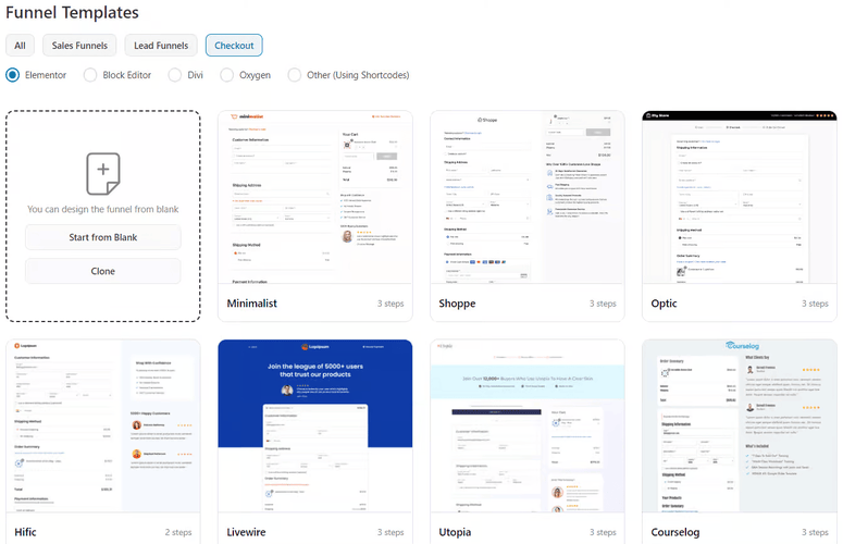 funnelkit aero checkout template library