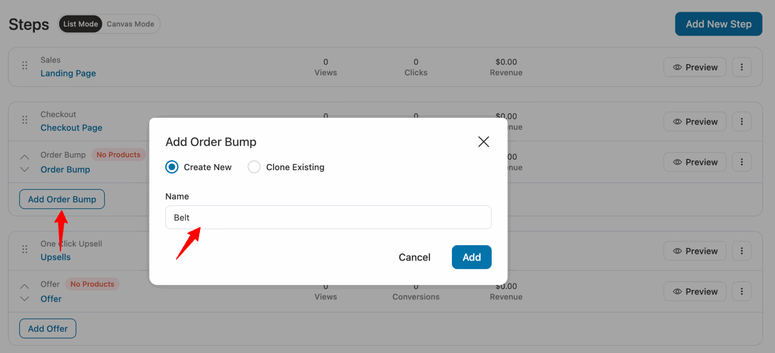 funnelkit order bump setup on checkout page