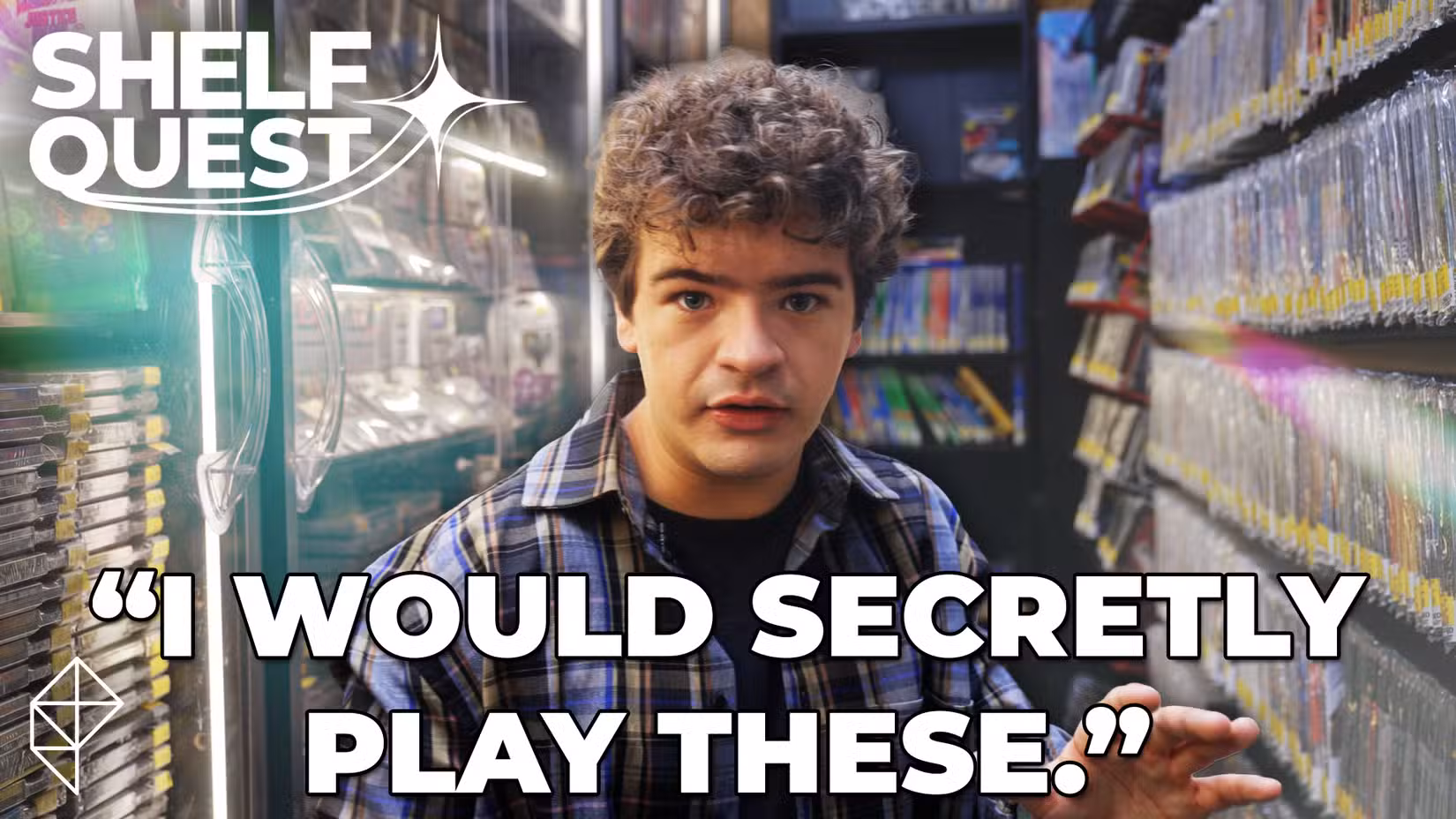 Gaten Matarazzo locks eyes with the camera and leans in as if to share a secret