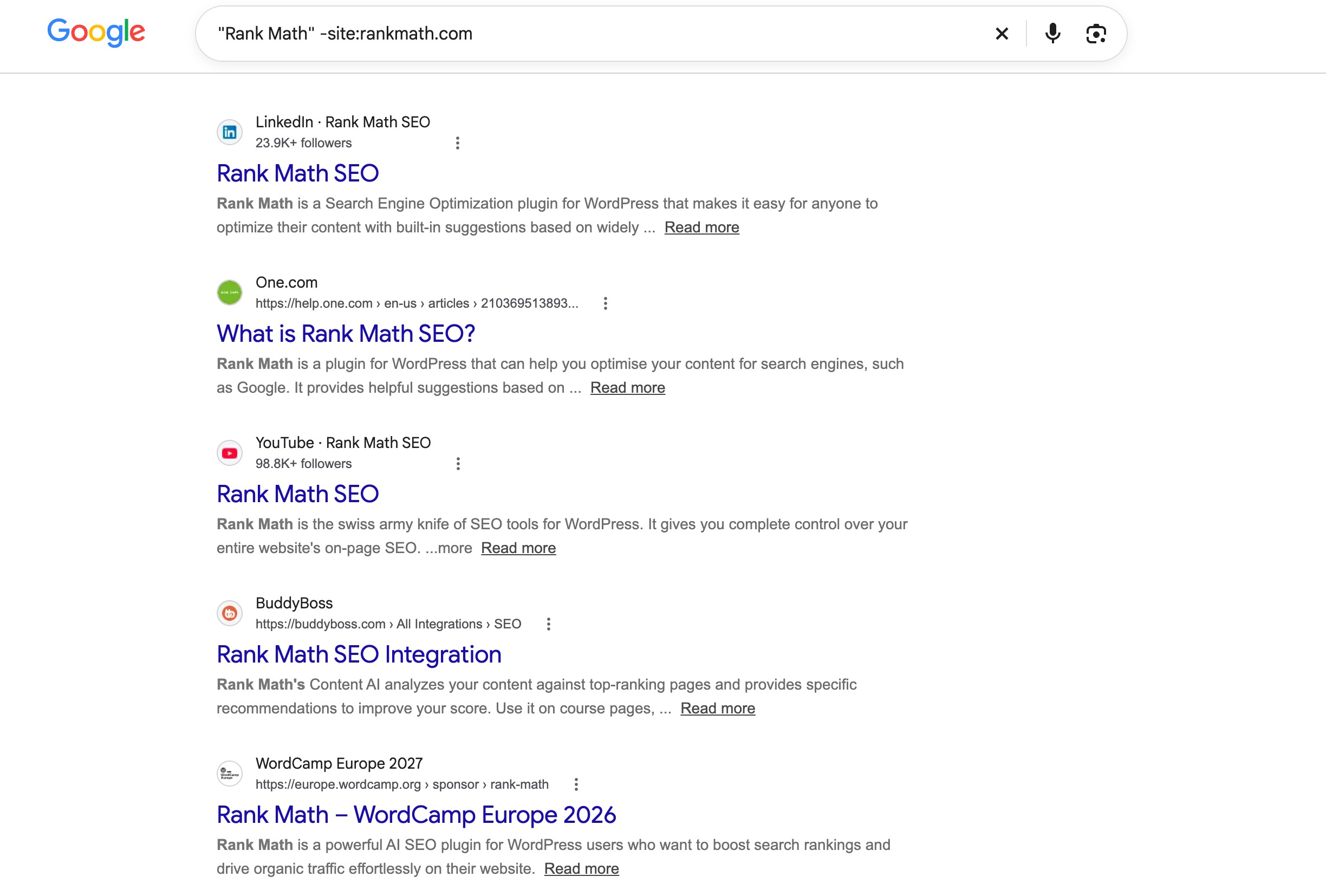 Google operator example