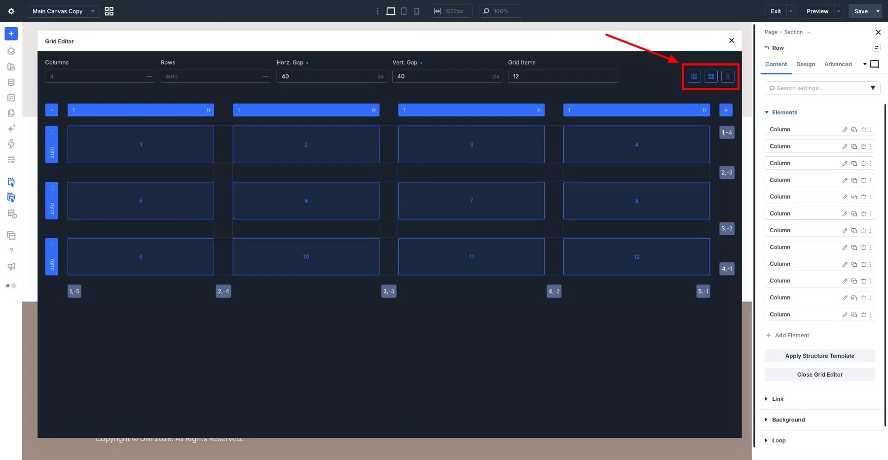 Grid lines and track identifiers enabled in the Grid Editor