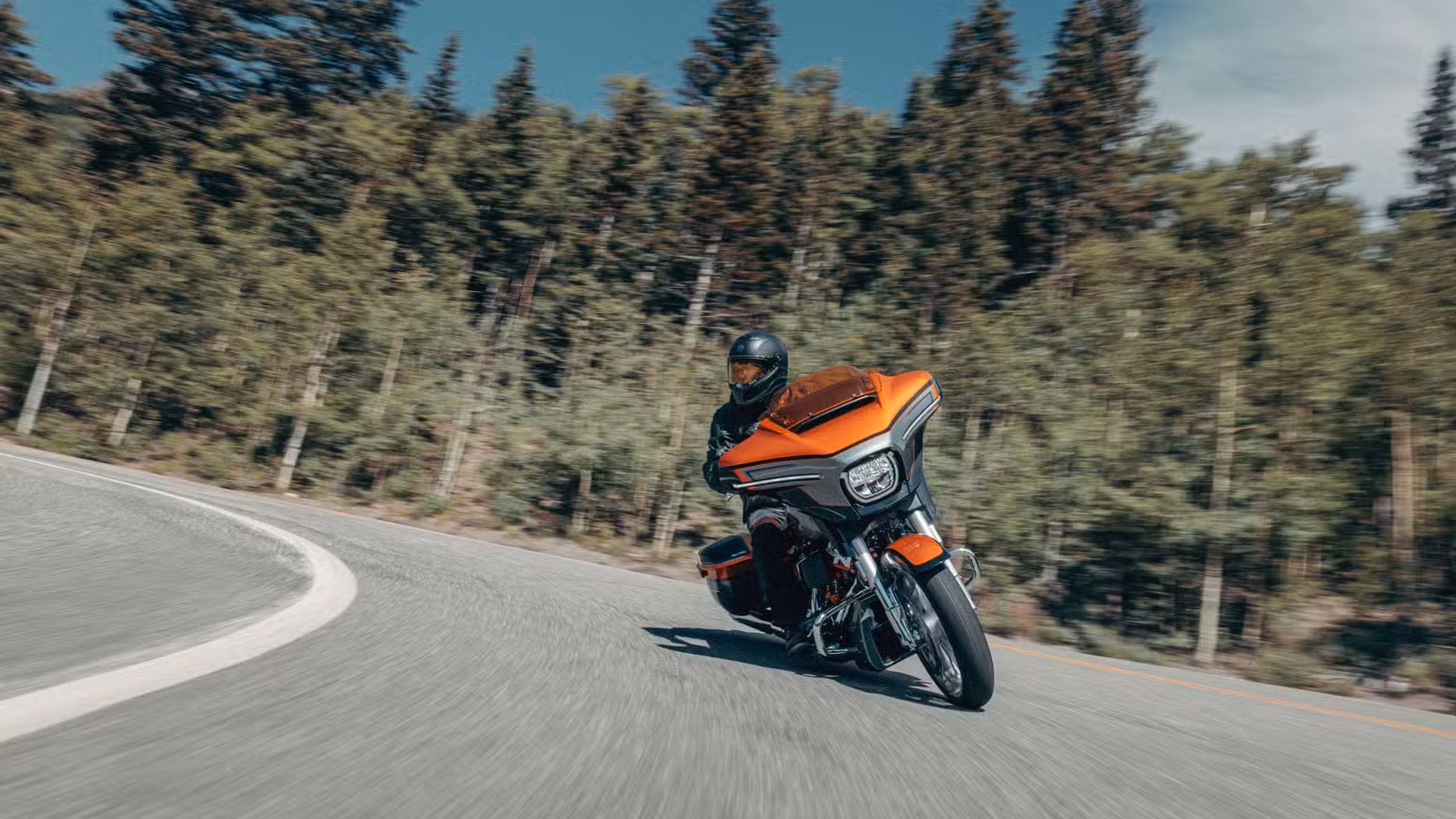 Harley-Davidson CVO Street Glide cornering on a highway