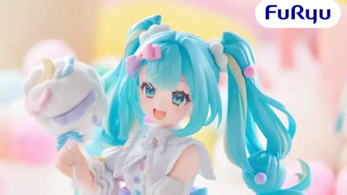 Hatsune Miku Cotton Candy Melffy Figure Appears Alongside Wallpaper and Art