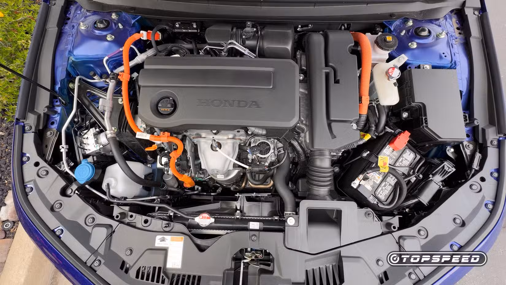 Close-up shot of a Honda Accord Hybrid Engine