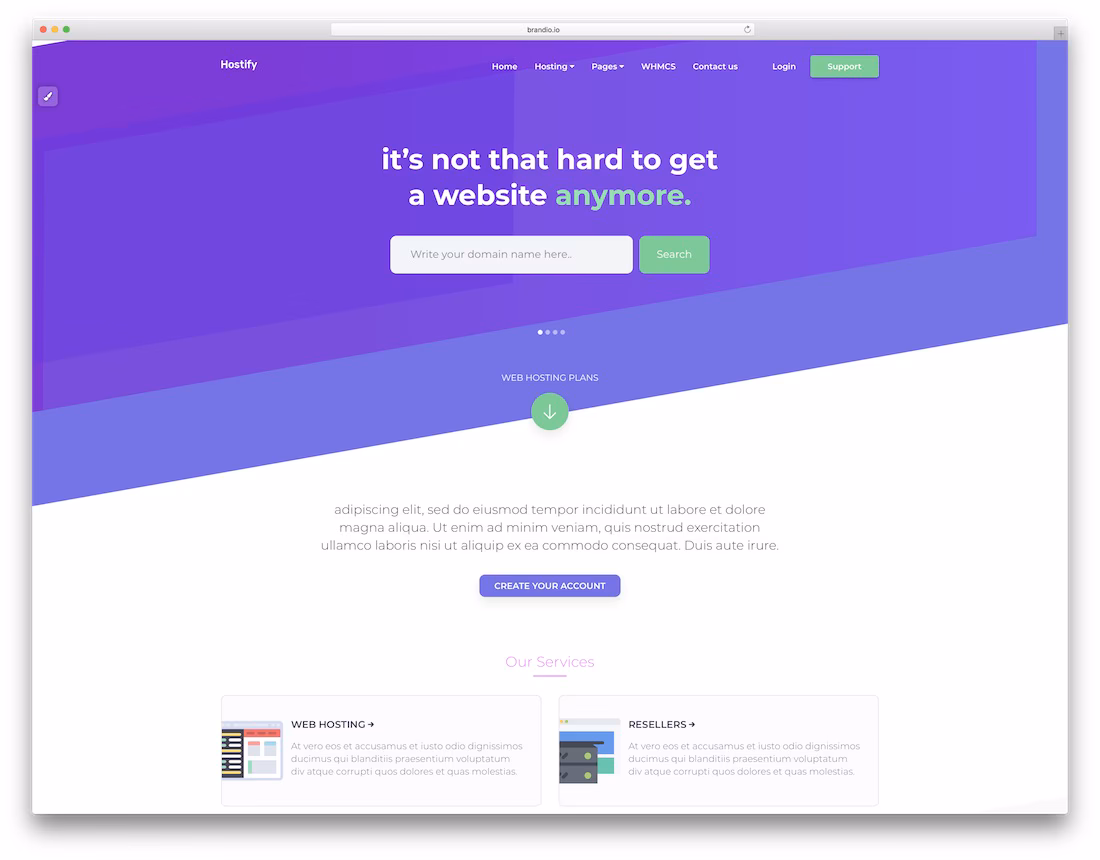 hostify technology website template