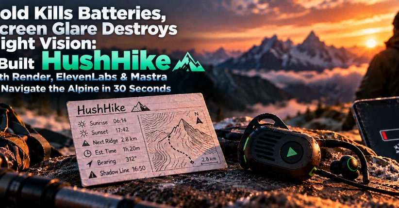 Cold Kills Batteries, Screen Glow Destroys Evening Vision: I Built HushHike with Render, ElevenLabs & Mastra to Navigate the Alpine in 30 Secs