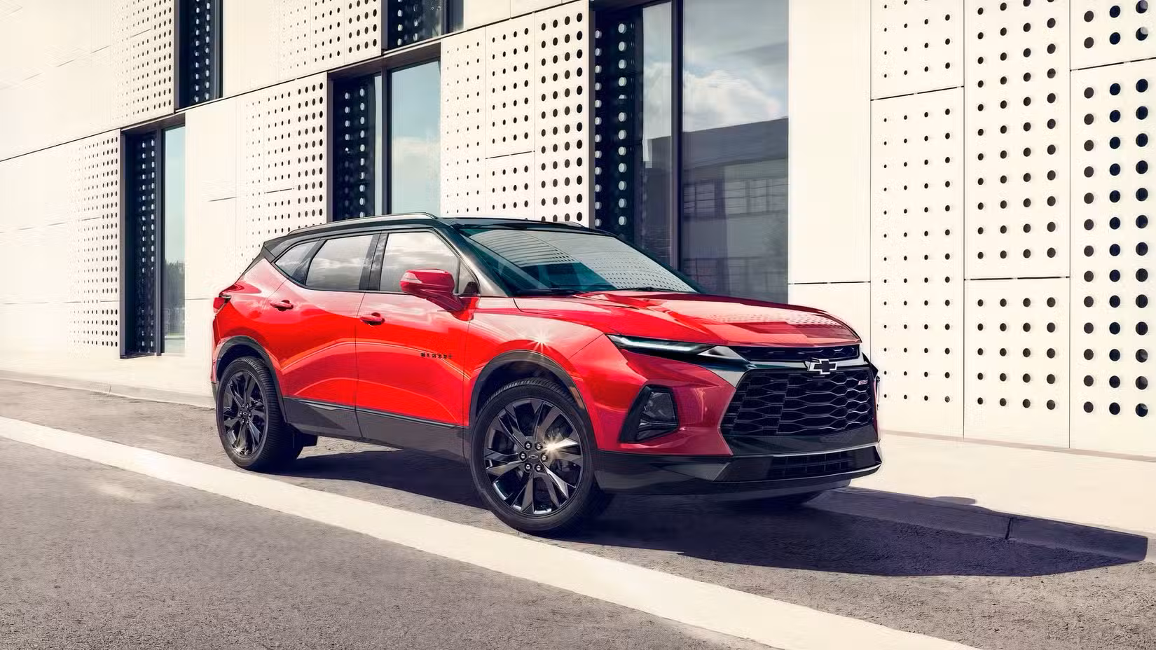 Front 3/4 shot of 2026 Chevrolet Blazer RS parked