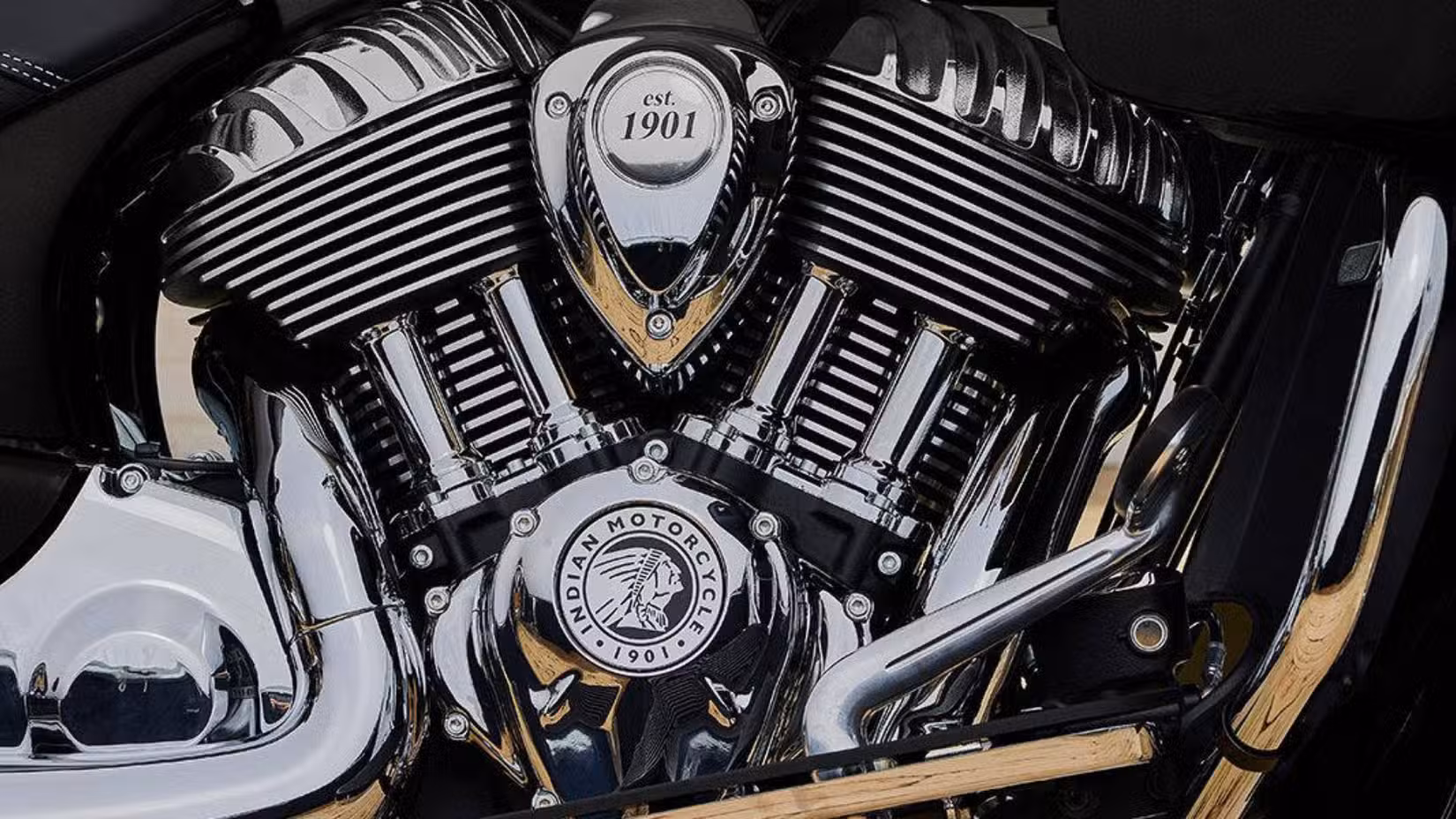 Close-up shot of 2026 Indian Roadmaster engine