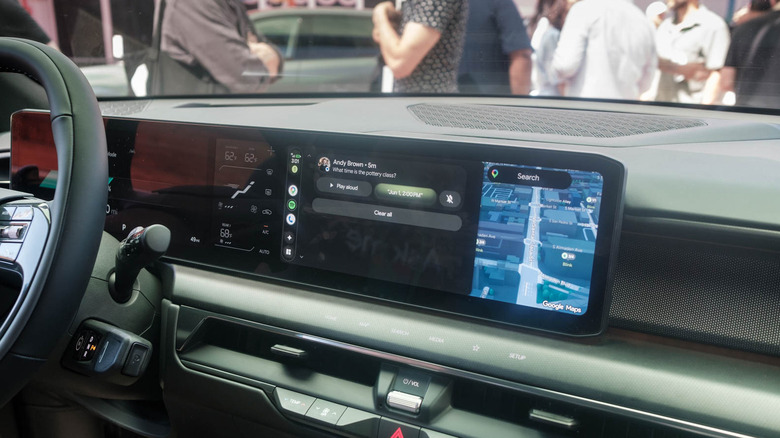 A Volvo displays Google's recently redesigned Android Auto experience.