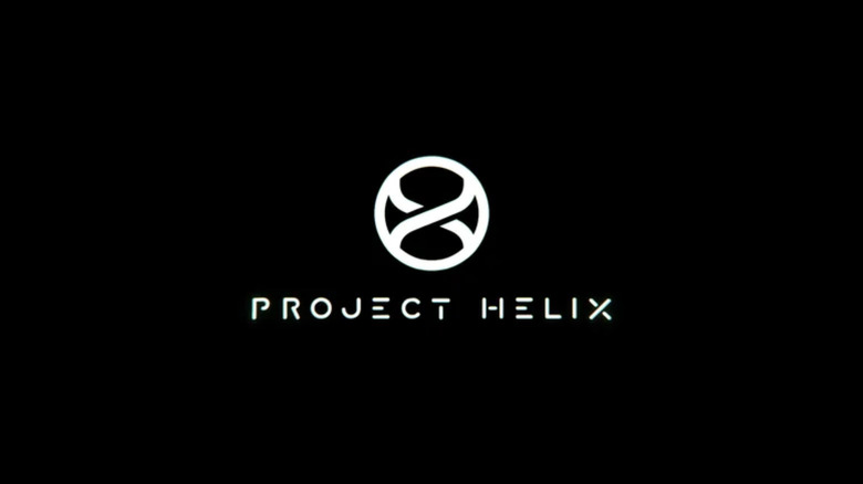 Illustration of the Xbox Project Helix logo in white on a black background