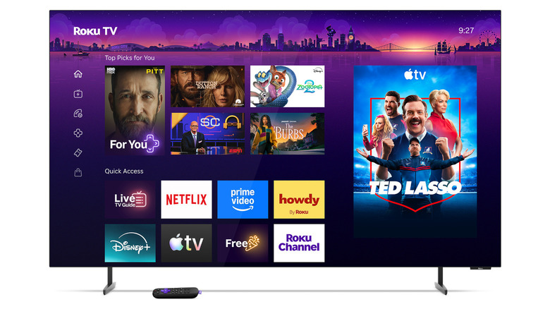 A TV showing Roku software