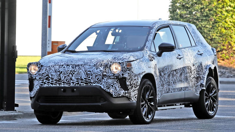 Toyota electric SUV mule, chopped down Corolla Cross