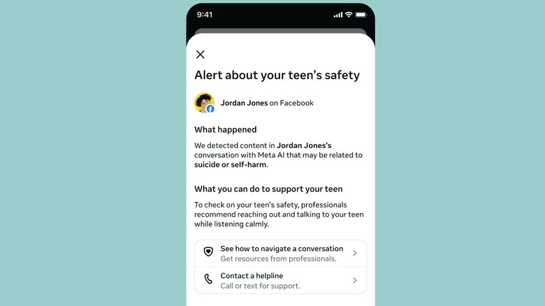 A screenshot that says "alert about your teen's safety."