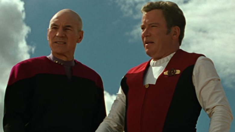 Captain Picard and Captain Kirk together in Star Trek: Generations