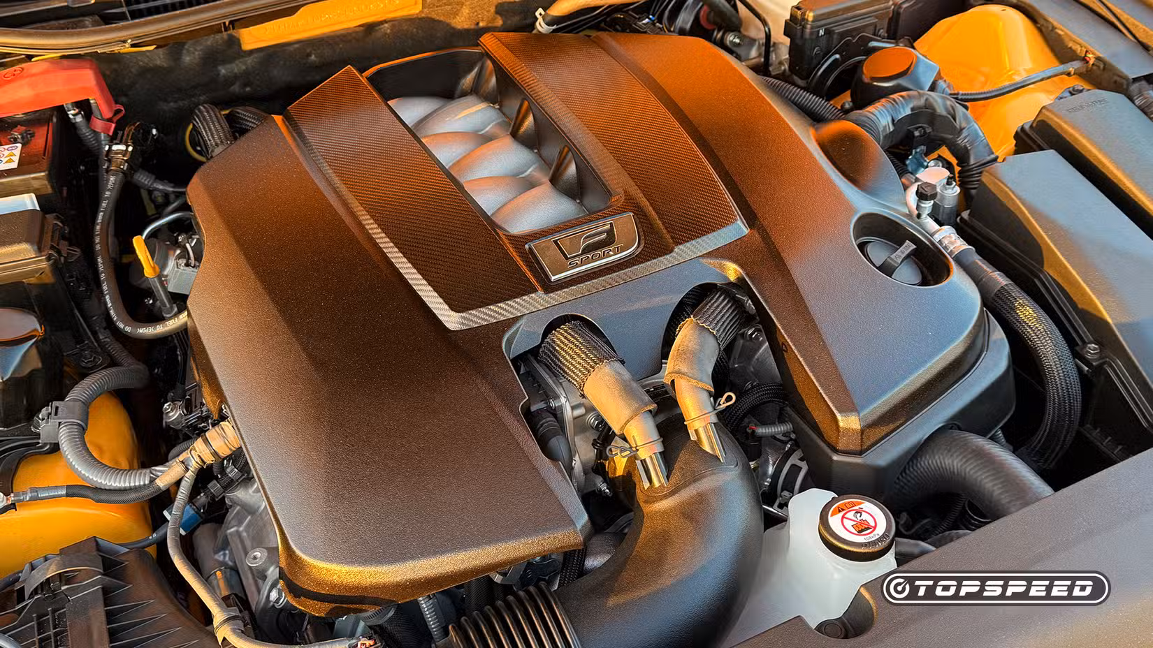 View of engine bay of 2025 Lexus IS500