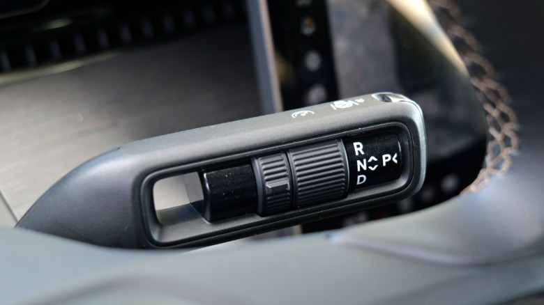 A traditional gear stalk almost seems like a quaint inclusion on an EV in 2026.