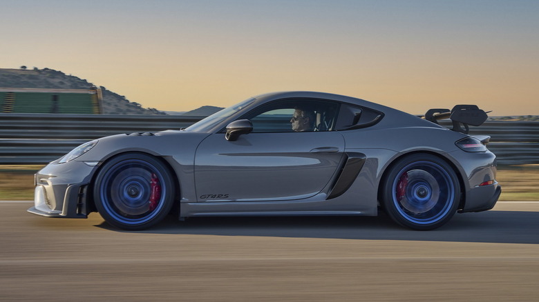 A Porsche 718 Cayman GT4 RS on the track