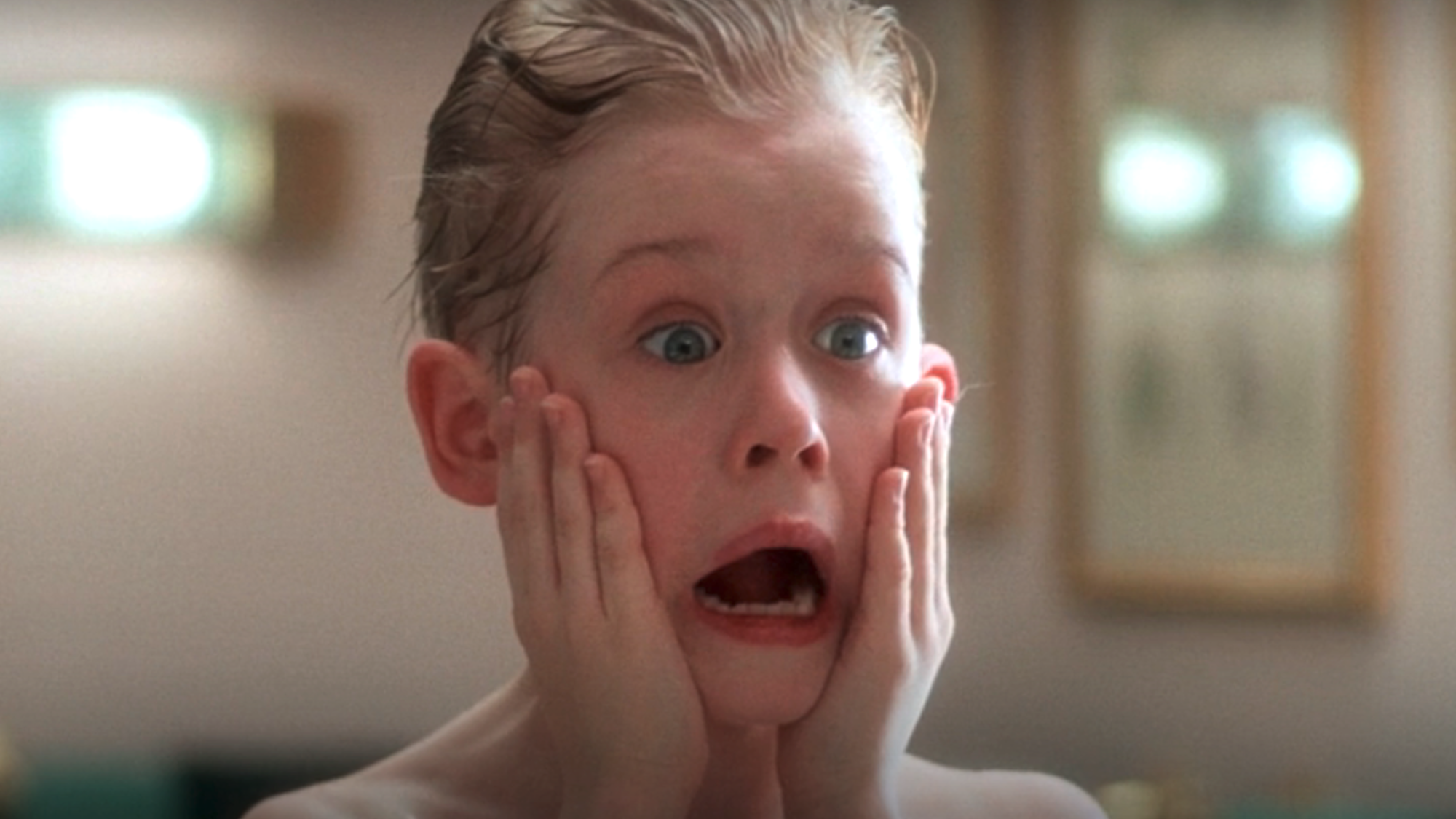 Kevin screaming while looking in a mirror in Home Alone