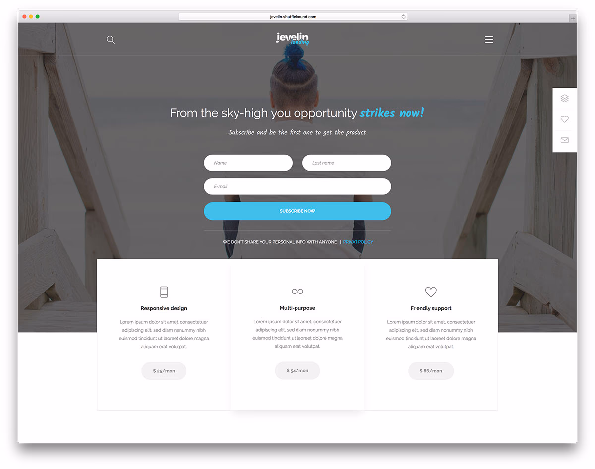 Jevelin Best Landing Page WordPress themes