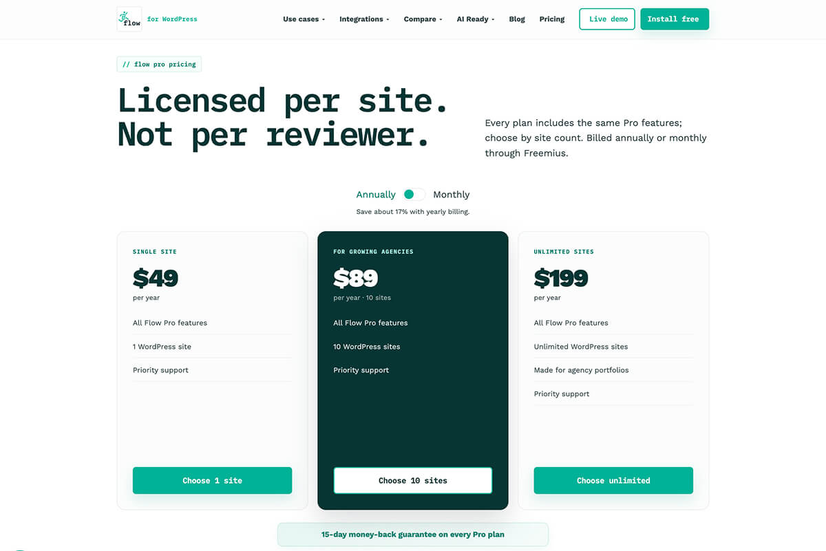 Jumplinks Flow's pricing plans.