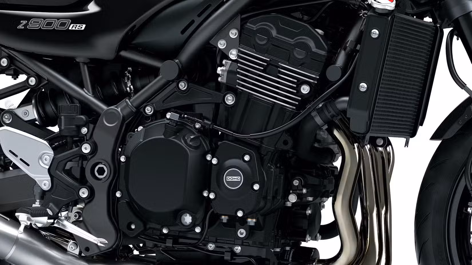 Kawasaki Z900RS engine close-up shot