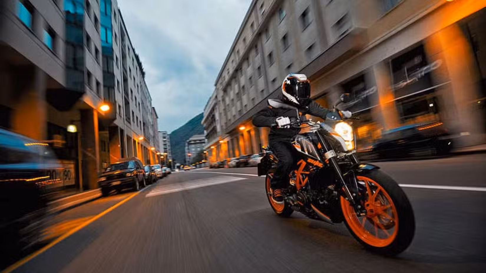 Action shot of a 2013 KTM 390 Duke