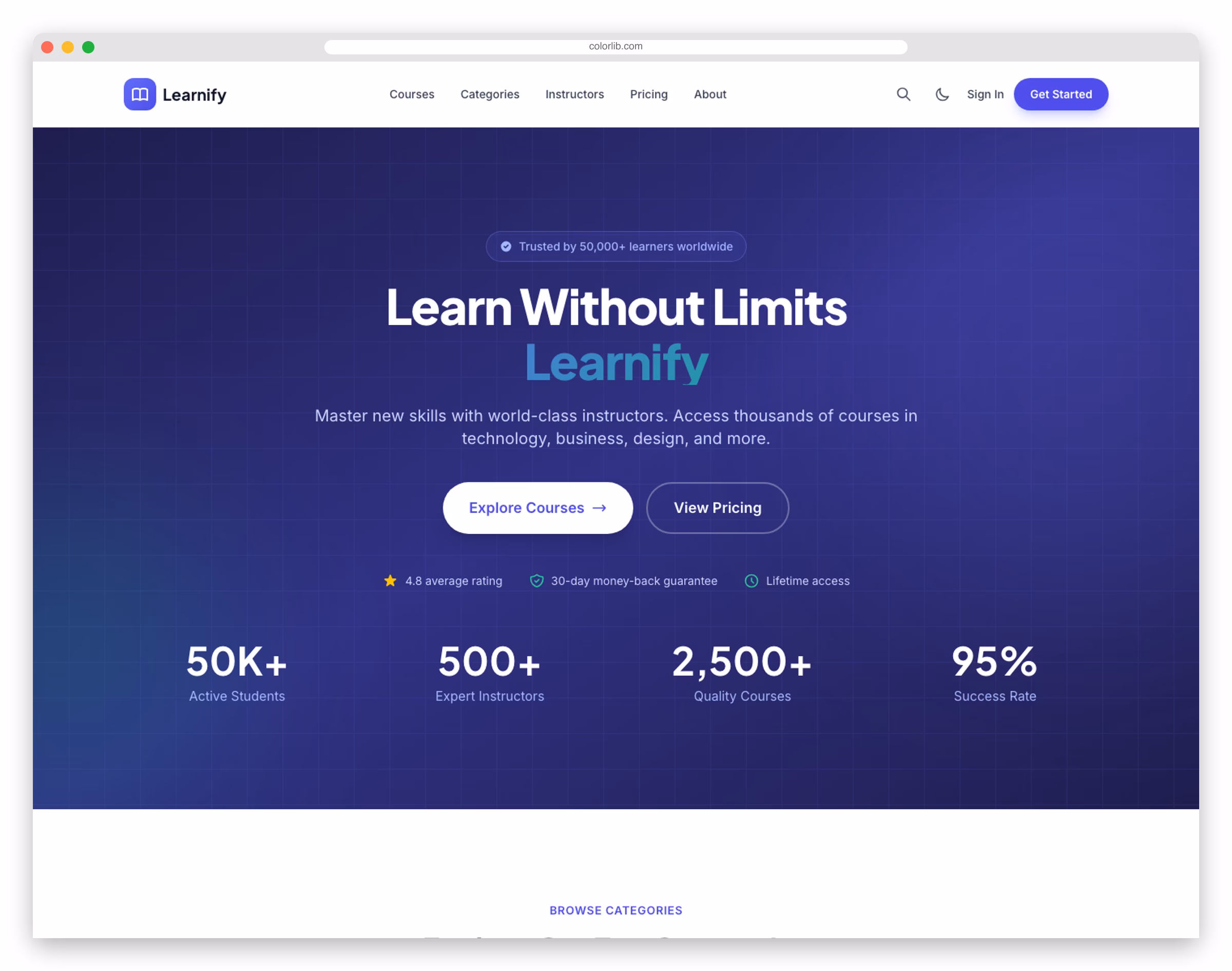 LearnHub - Free Tailwind CSS Online Course Website Template