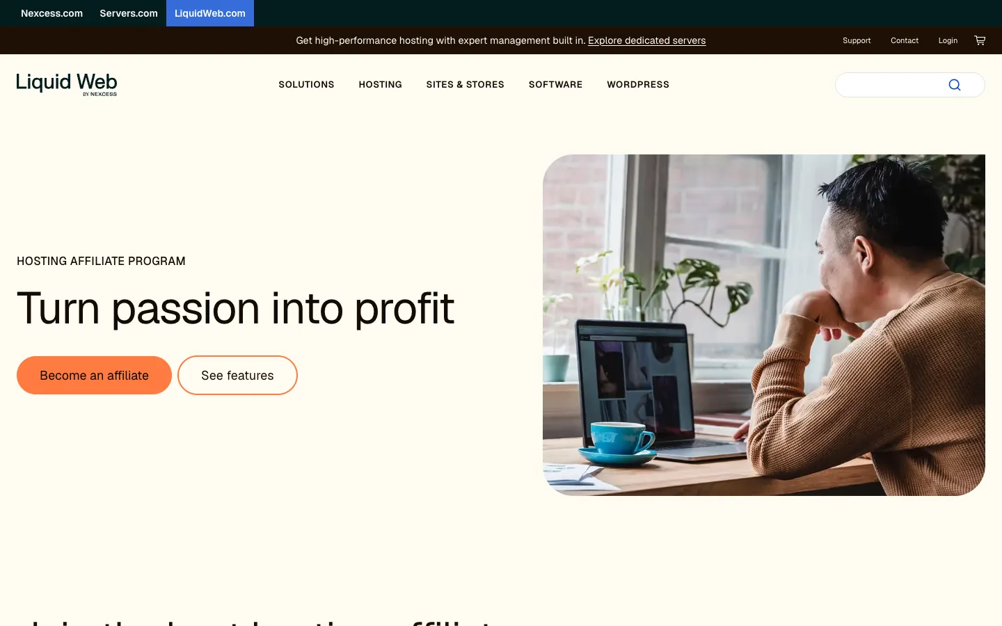 Liquid Web hosting affiliate program page