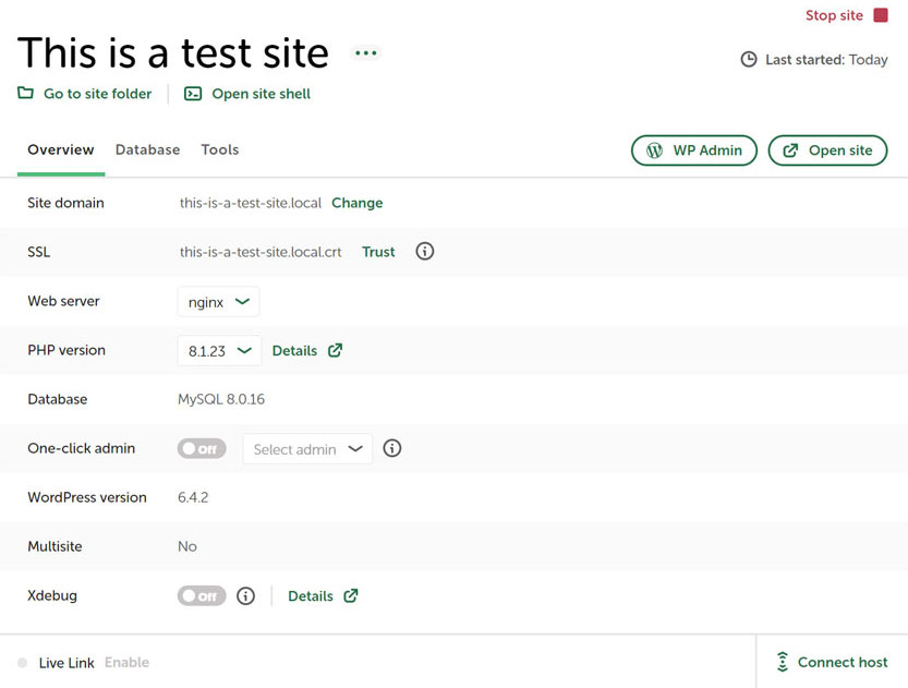 local site configuration options