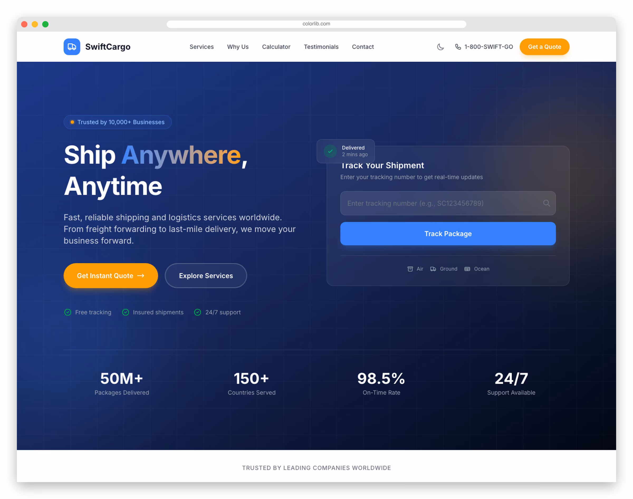 LogiTrans - Free Tailwind CSS Logistics Website Template