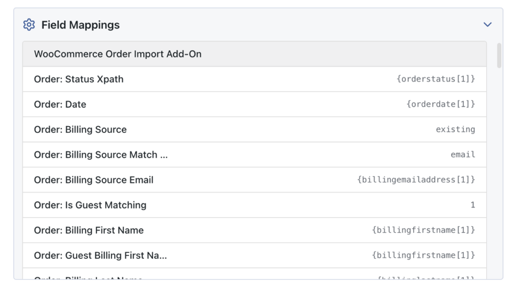 mapped order fields WP All Import