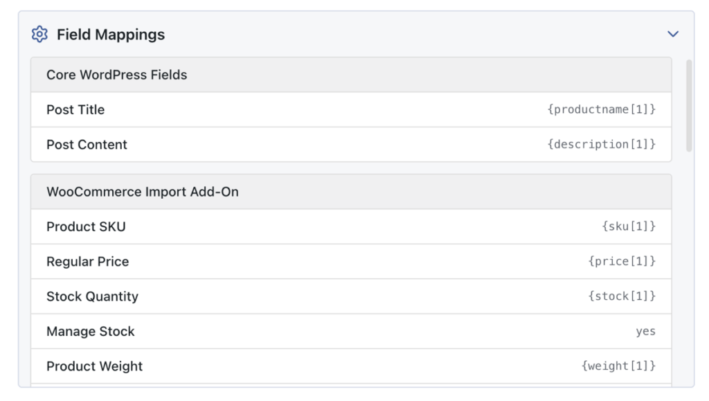 mapping list large WooCommerce product imports