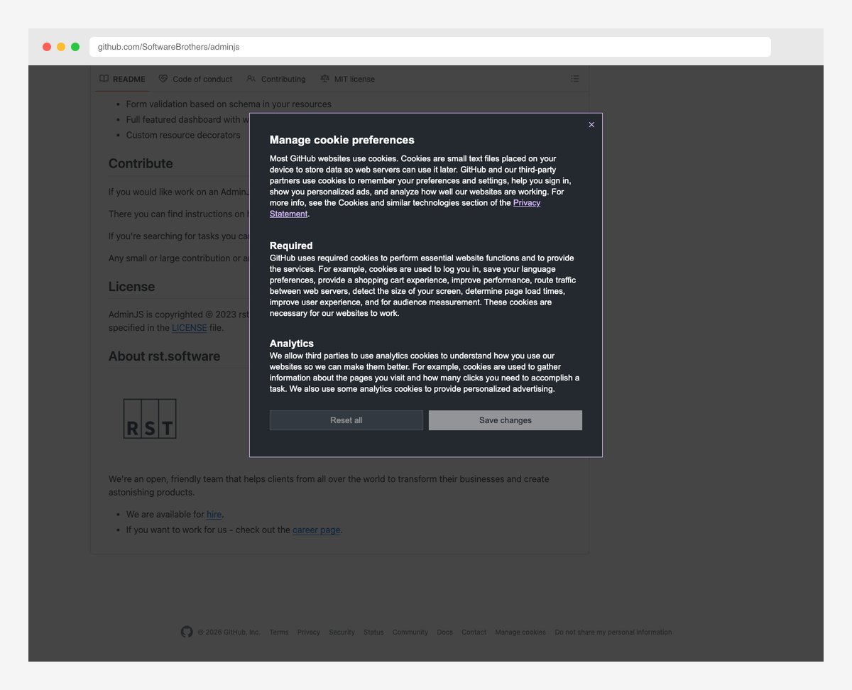 AdminJS auto-generated admin panel from database models with Node.js backend integration