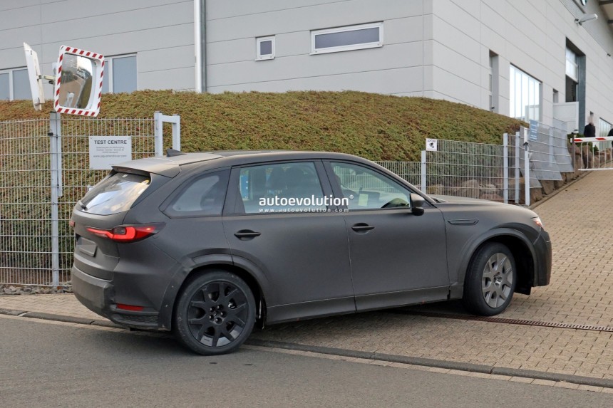Mazda CX\-90 electric test mule at JLR's Nurburgring testing center