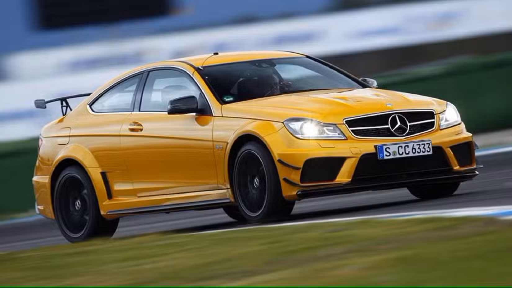 Front and side view of a Mercedes C63 AMG Black Series