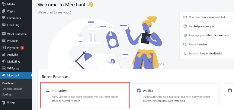 Merchant pre-orders module