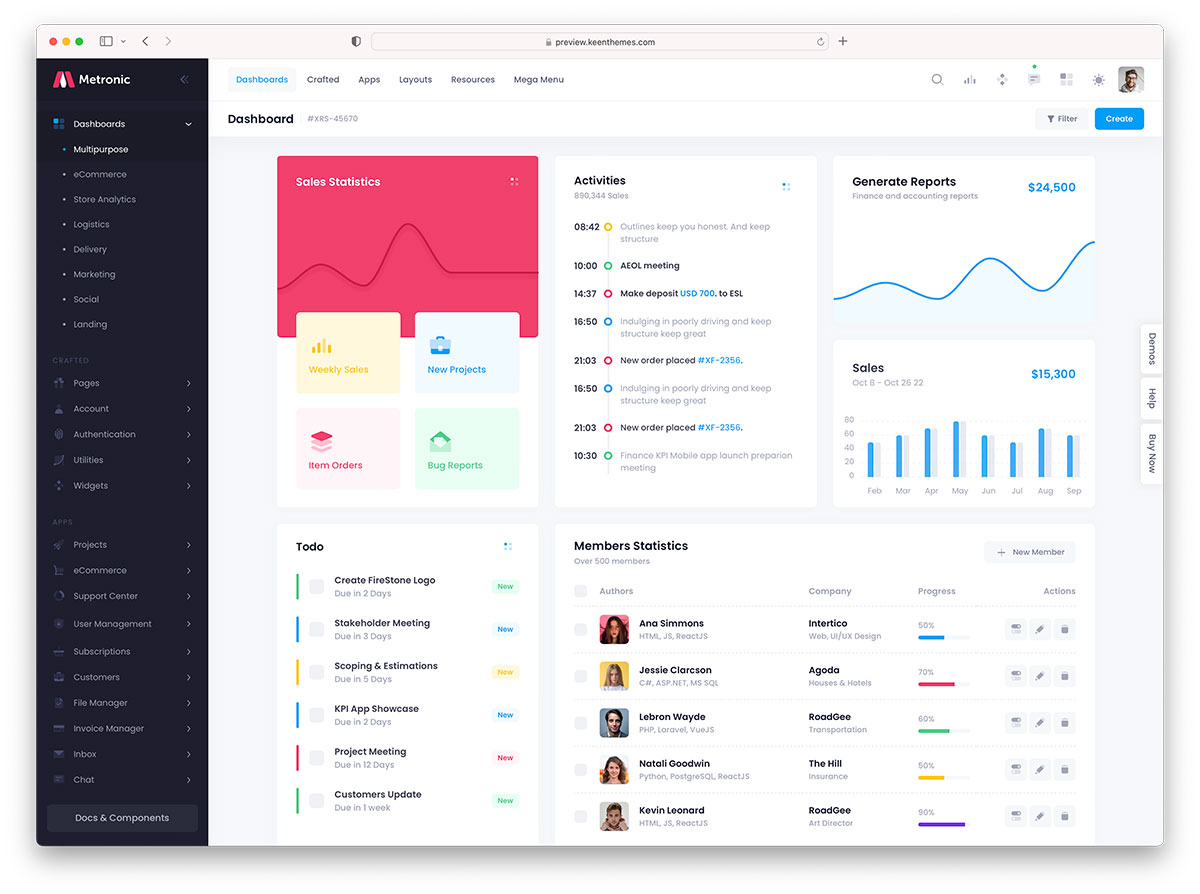 metronics - bootstrap react admin template