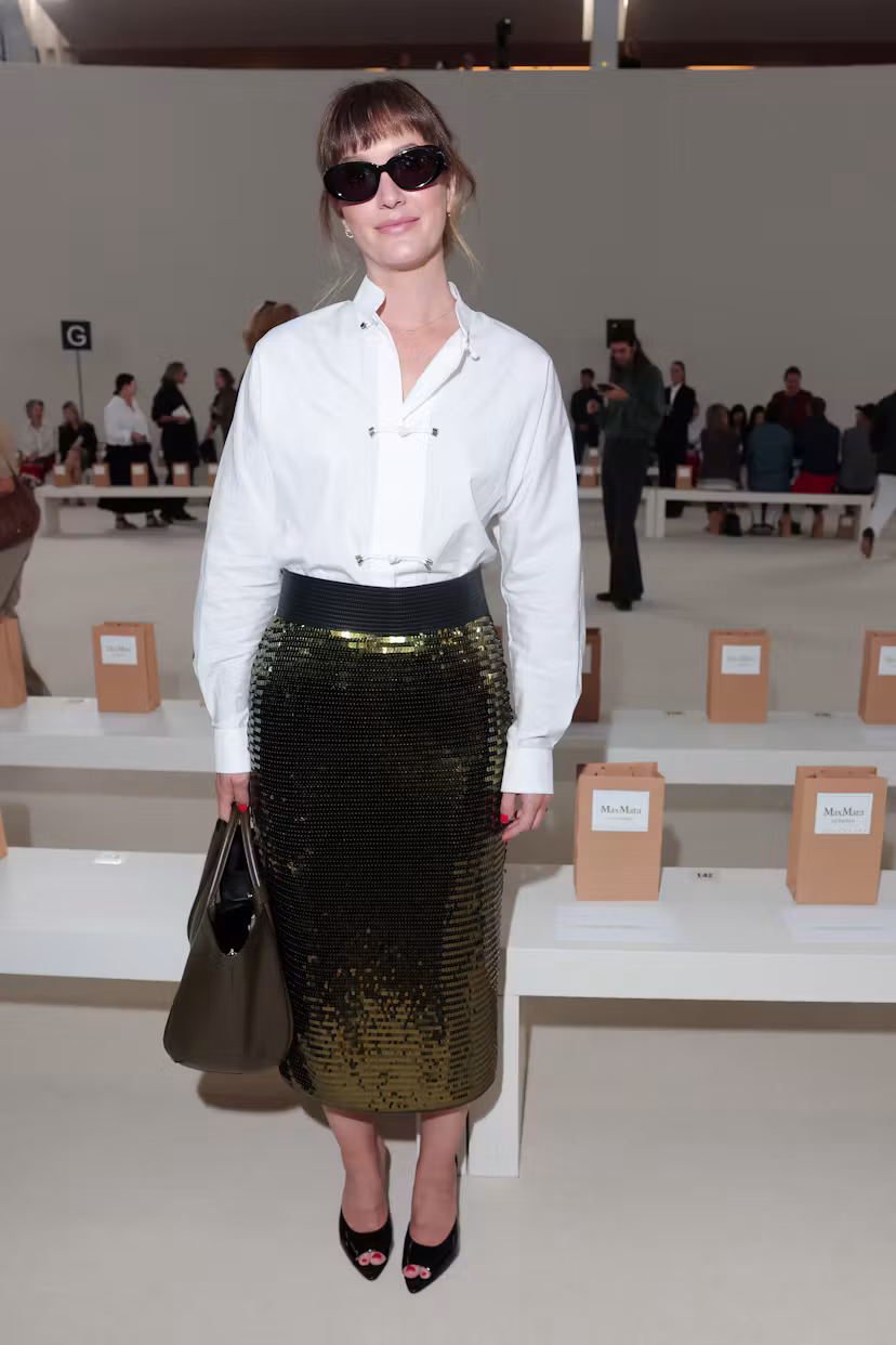 MILAN, ITALY - SEPTEMBER 24: Leighton Meester attends the Max Mara fashion show during the Milan Fas...